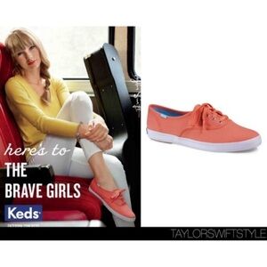 Taylor Swift Keds Spring Collection Melon Coral Champions Pink Canvas Sneakers